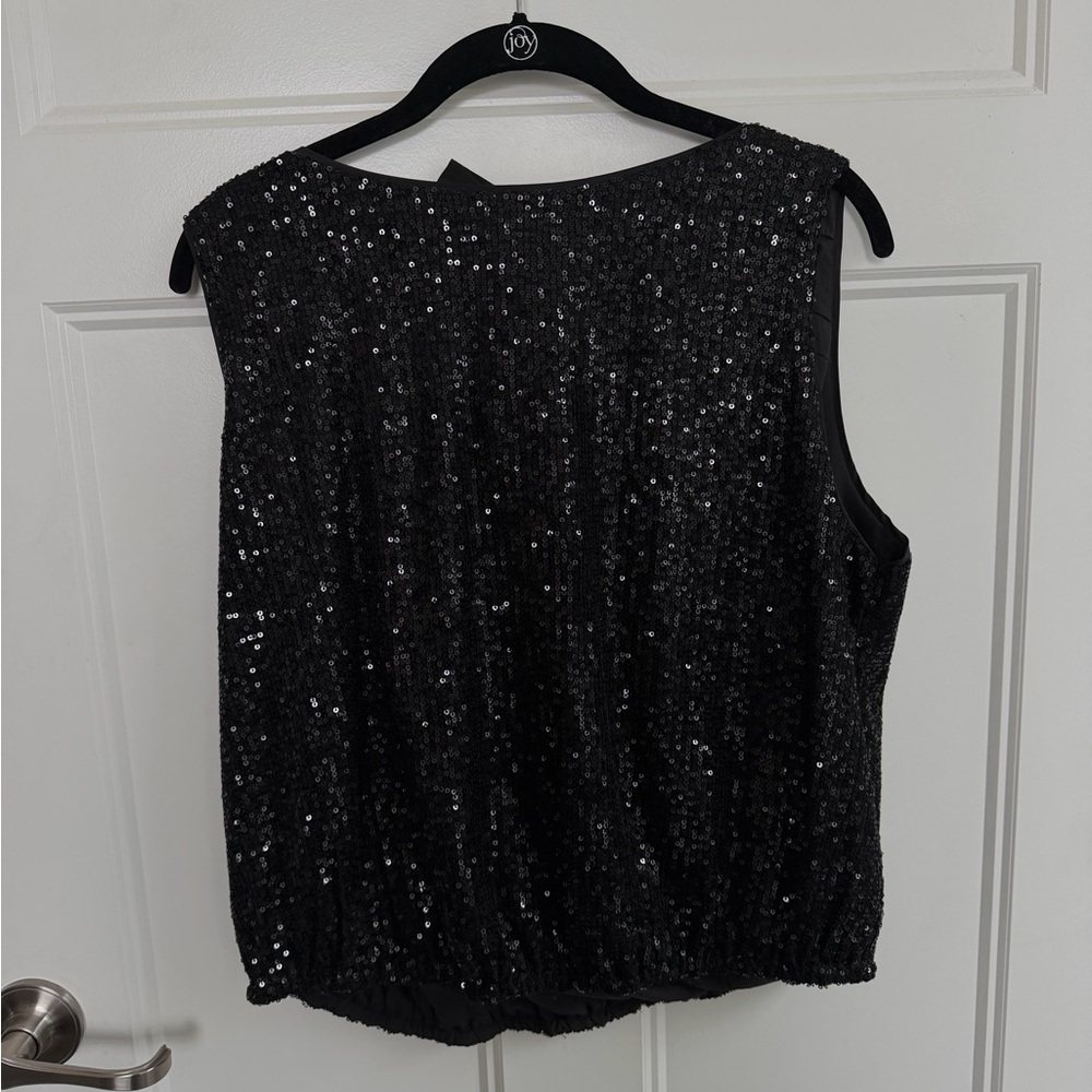Anthropologie Black Sequin Blouse